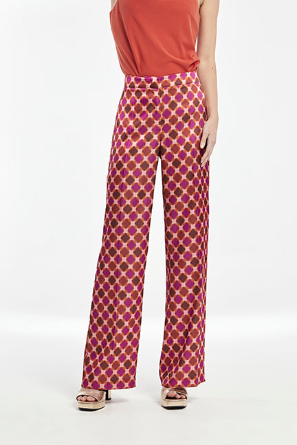 Pantalón Ancho Tigre Estampado Geometrico