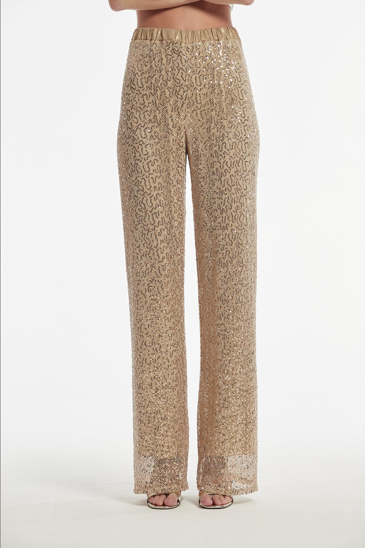 Pantalón Iwira Lentejuela Bordada Sobre Red