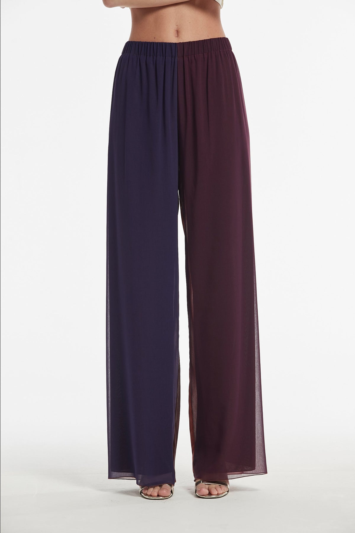 Pantalon en mousseline imprimée double face Iwira